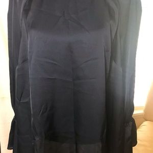 Jessica London l/s satin finish blouse w ruffle cuff.